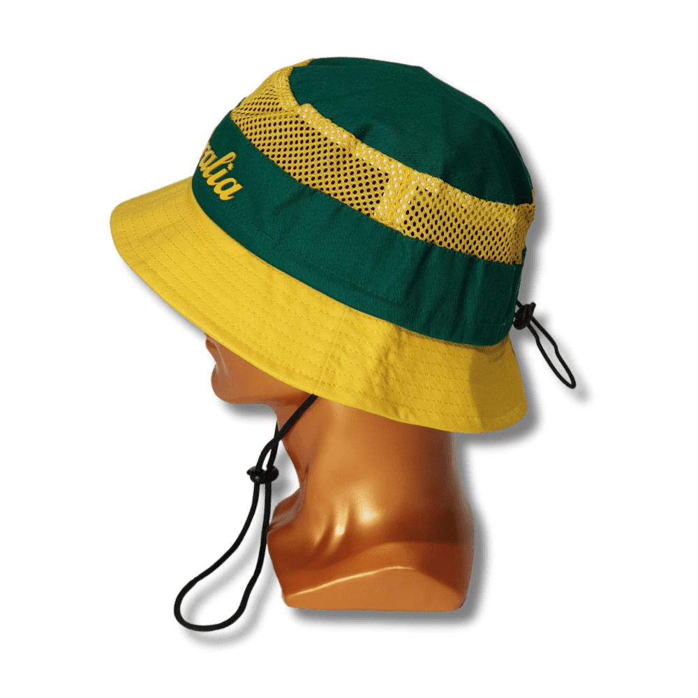 australia-mesh-bucket-hats-caps-abc2000 Part Mesh Adjustable Bucket Hat with removable chin strap